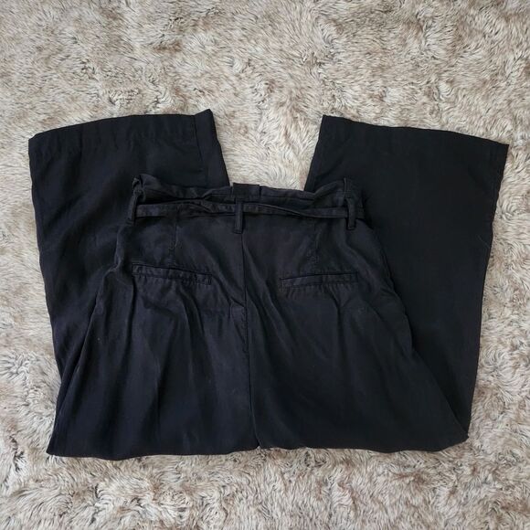 Zara Basic Z1975 Denim Wide Leg Cropped Paperbag Waist Pants Black Size 4 - Picture 6 of 10